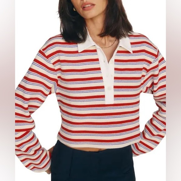 Reformation Anna Rugby Striped Women's Top - Picture 1 of 3